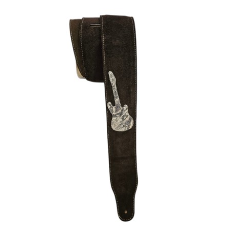 Bretelle de guitare BG 394 en cuir fait main | Patrick Bléses